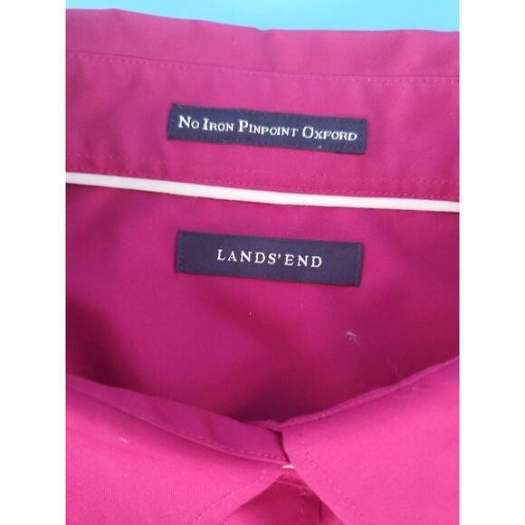 Womens No Iron Pinpoint Oxford 2x Button Front Long Sleeve Plum Lands End - Picture 5 of 13